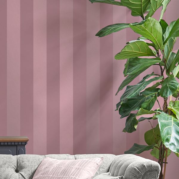 Lille Pearlescent Stripe Wallpaper - Mulberry